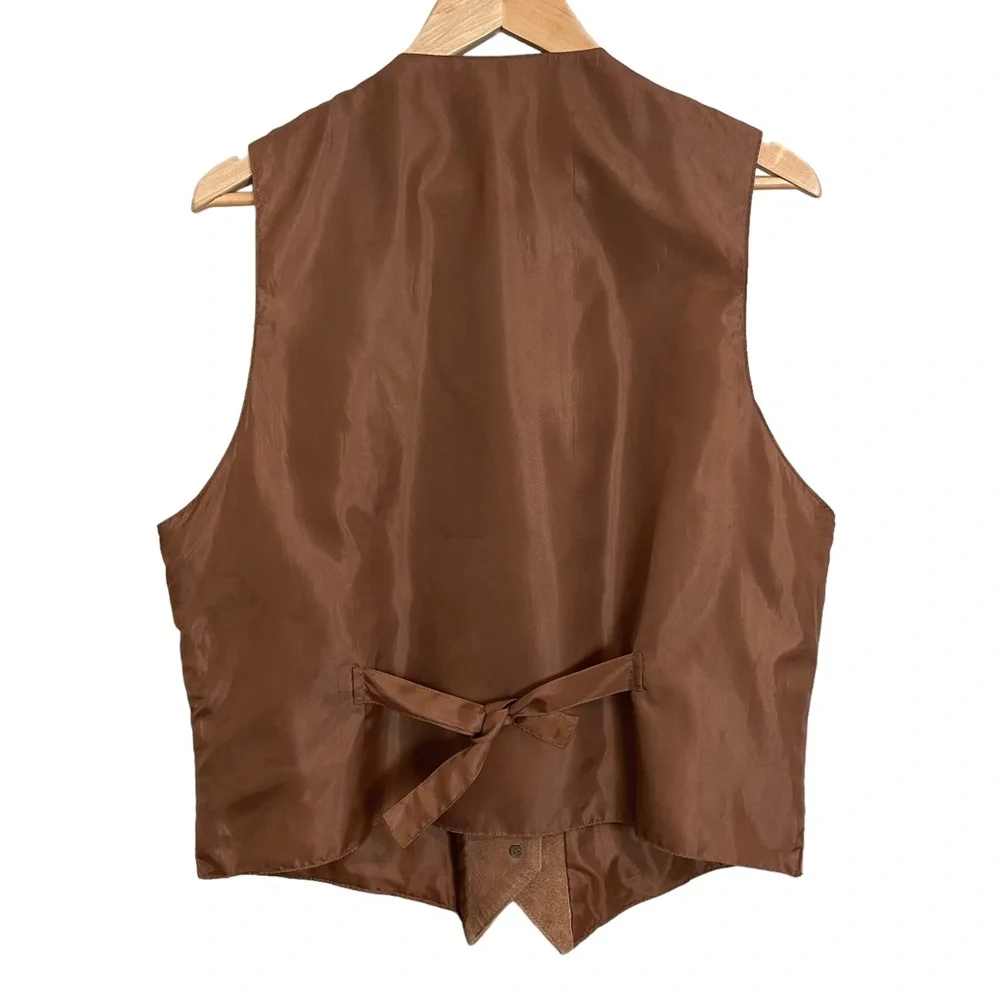 Vintage Leather Vest Men‎ Brown Classic Steampunk Professor Academia Size Large - Picture 2 of 13